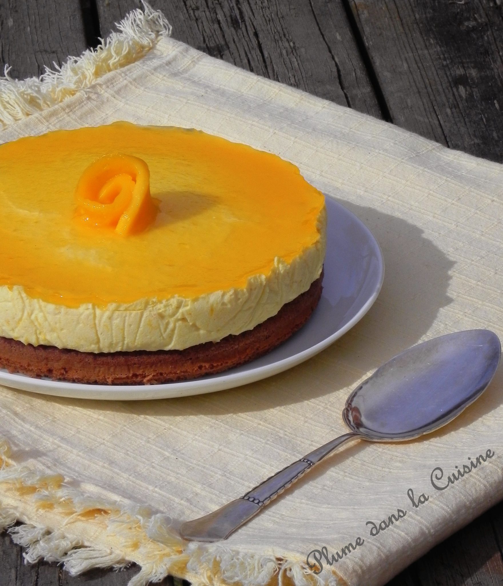 Gâteau mousse à la mangue sur