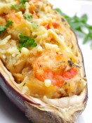 Aubergines gratinées aux crevettes