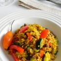Blé (Ebly) aux légumes, épicé au colombo antillais